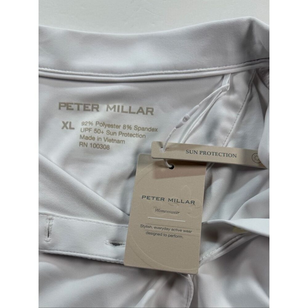 Peter Millar White Golf Polo Shirt Womens XL UPF 50+ RTX Embroidered Logo NWT - Picture 2 of 9